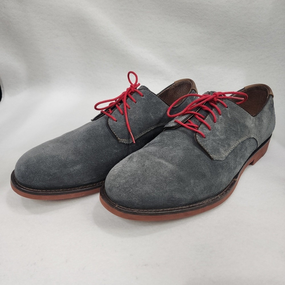 Johnston & Murphy Ellington Mens 10.5 M Oxford Gray Suede Plain Toe Dress Shoes